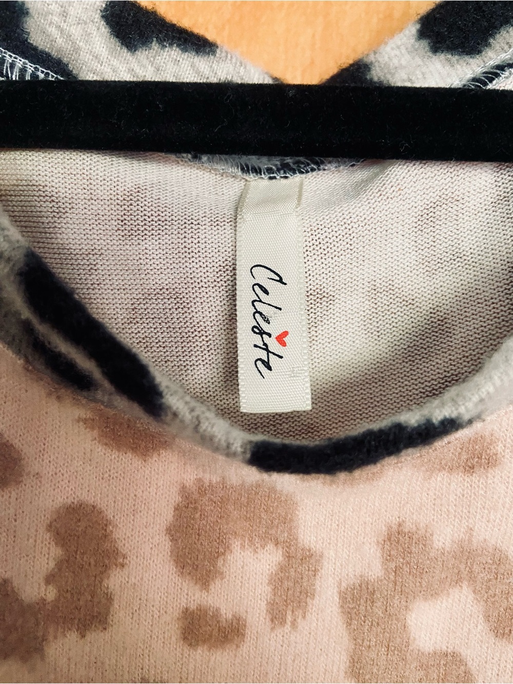 🐆🧡🩷🖤Boutique Brand Celeste Pink Leopard Mixed-Print Raglan Long Sleeve Top 2X - Picture 3 of 4